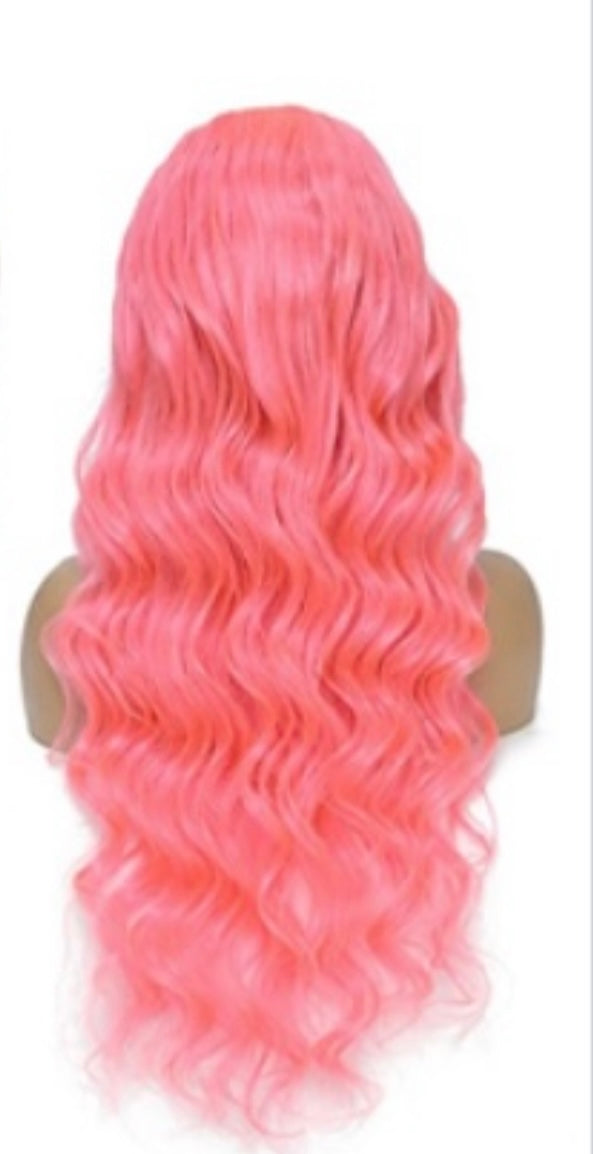 22 Inch Strawberry Pink Lace Front Wig Human Hair