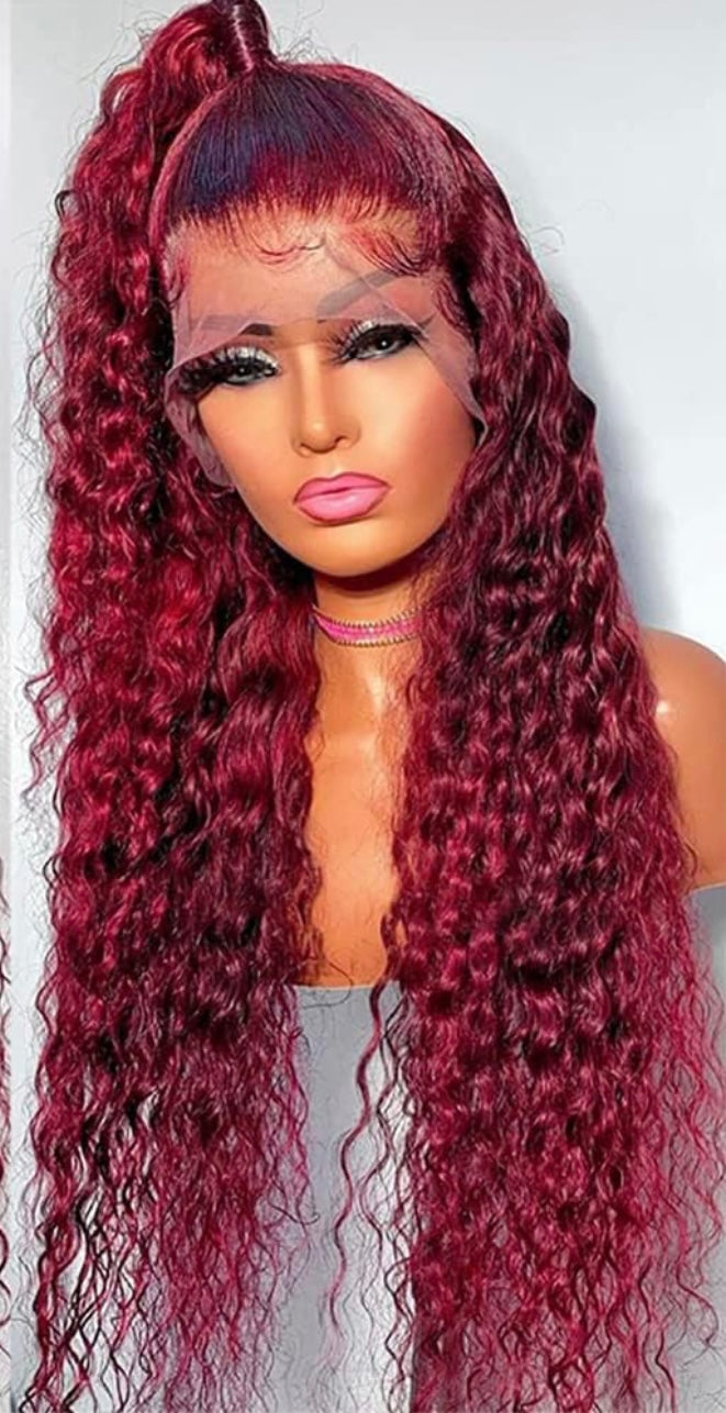 24 Inch Burgundy Lace Front Wigs Human Hair Wigs