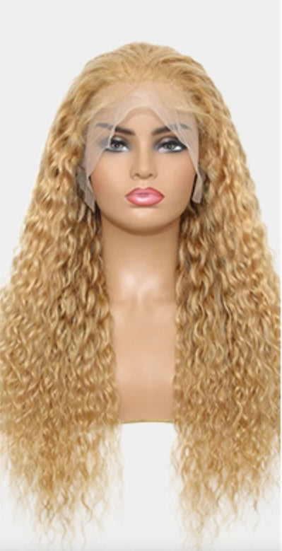 Honey Blonde Bob Curly Lace Front Wig