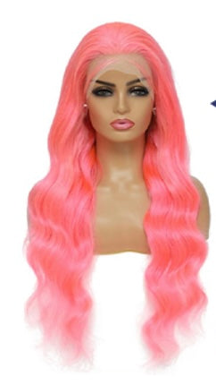 22 Inch Strawberry Pink Lace Front Wig Human Hair